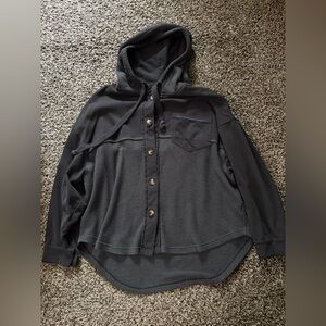 American Eagle Outfitters Charcoal Hooded Cardigan